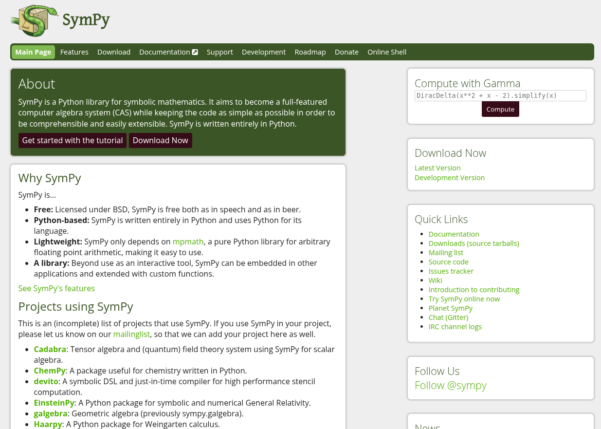 Sympy Library website